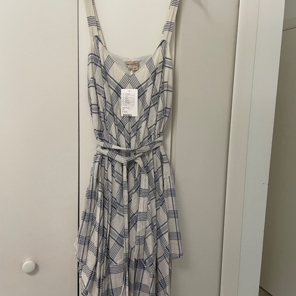 Anthropologie Holding Horses Blue White Plaid Handkerchief Sundress. - Picture 2 of 7